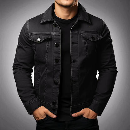 Herren Denimjacke Modern mit Knöpfen und Taschen