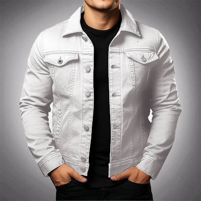 Herren Denimjacke Modern mit Knöpfen und Taschen