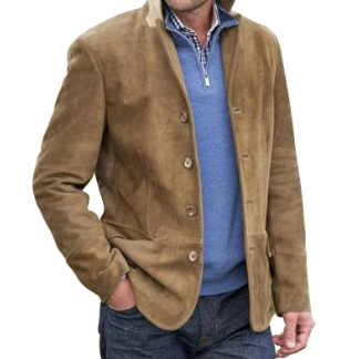Herren Blazer Wildlederjacke Blau Braun Elegent - IdealeKleiden