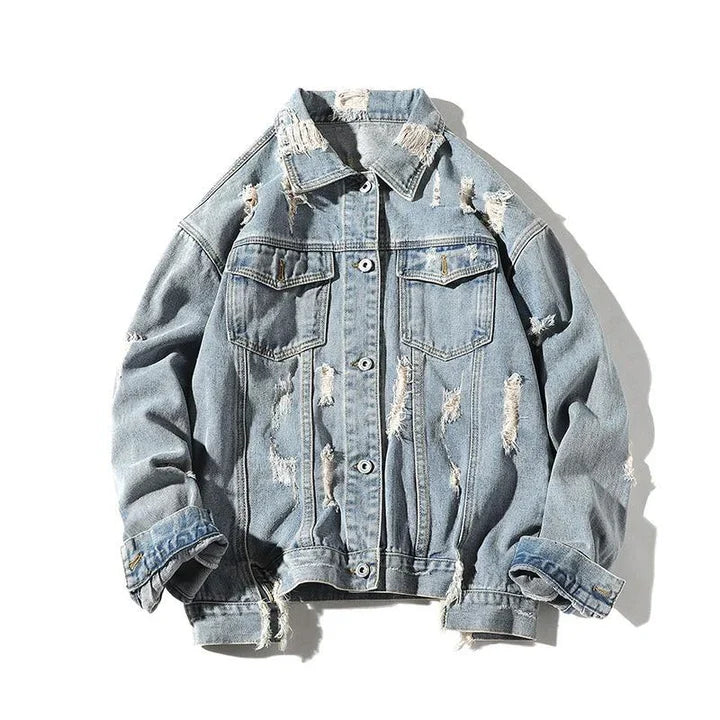 Herren Jeansjacke mit Aufnäher Rückseite Cool Design - IdealeKleiden