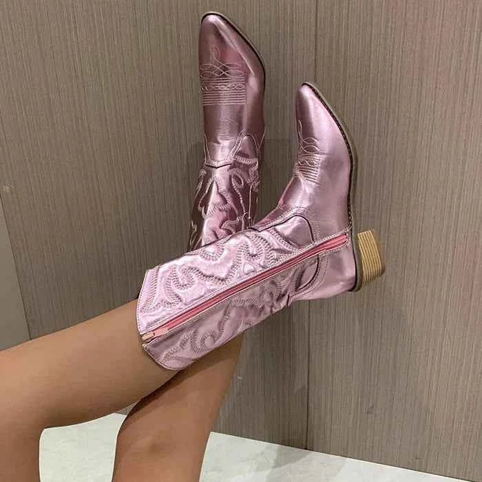 Metallic-Cowboy-Stiefel Damen Westernstil - IdealeKleiden