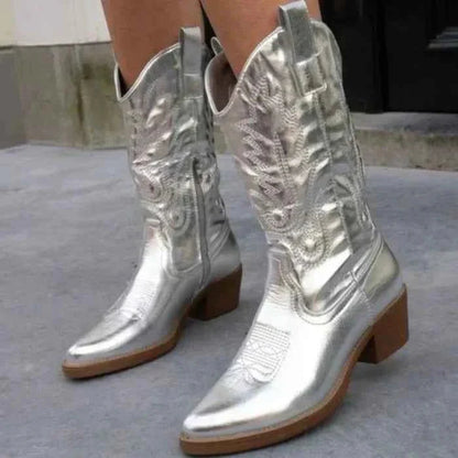 Metallic-Cowboy-Stiefel Damen Westernstil