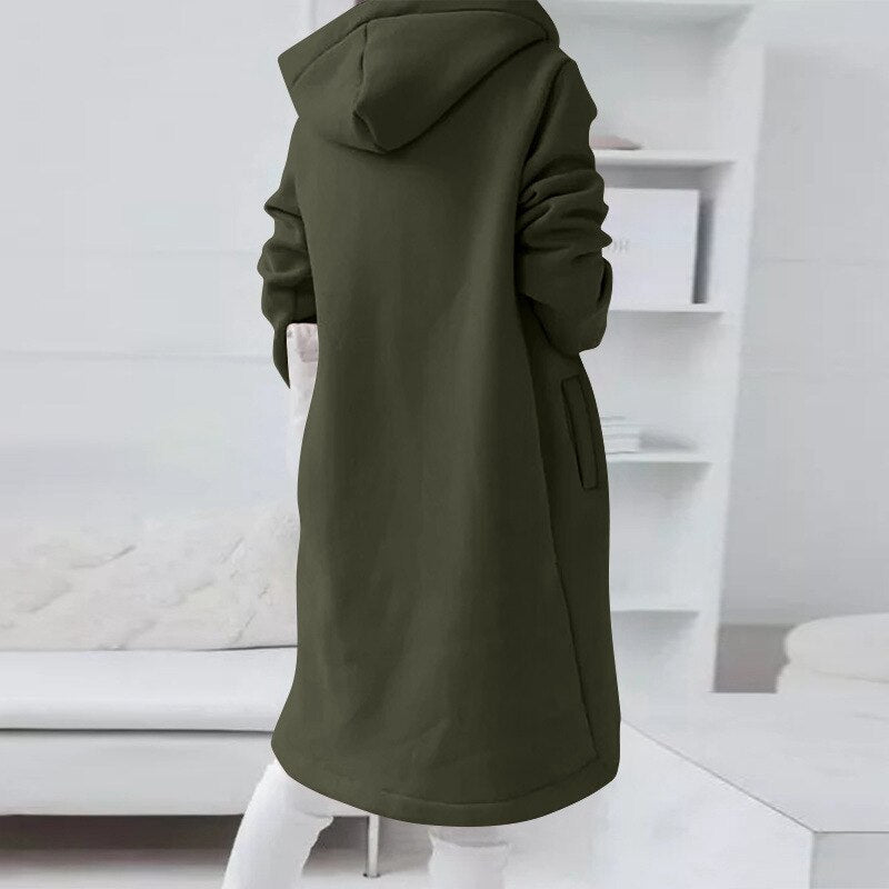 Stilvolle Mid-Länge Kapuzenjacke Damen