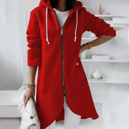 Stilvolle Mid-Länge Kapuzenjacke Damen