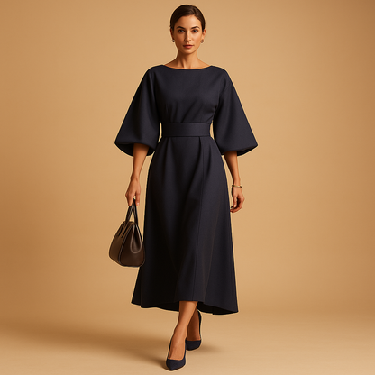 Damen Kleid Elegantes Design Mit Taillengürtel