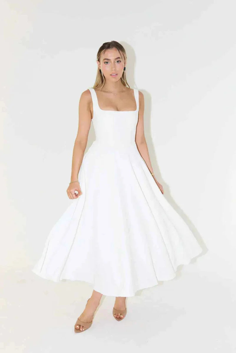 Midi-Kleid Elegant V-Ausschnitt Hochwertig - IdealeKleiden