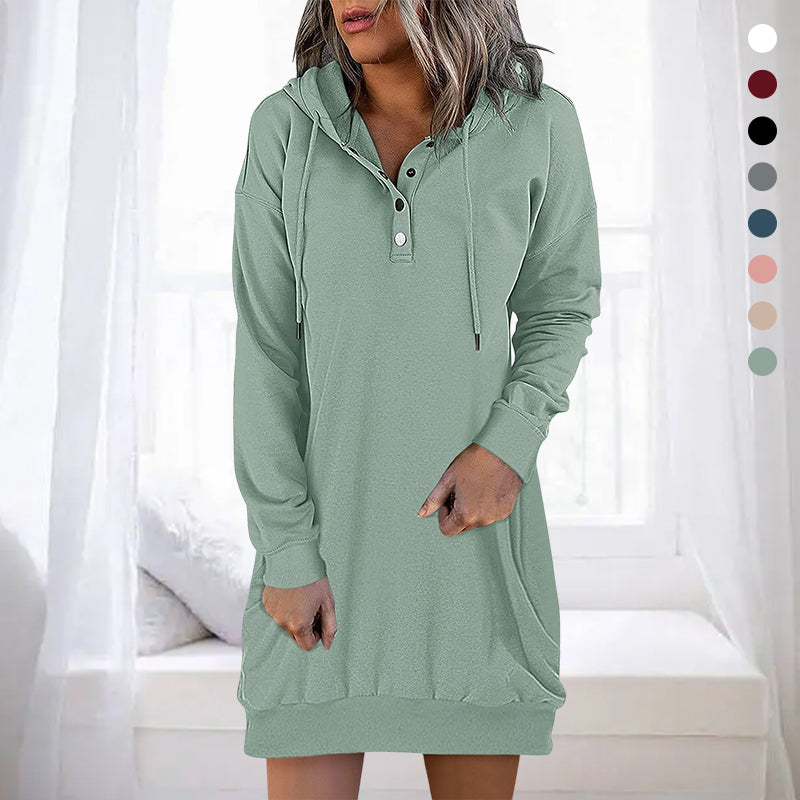 Eleganter Damen Hoodie Lang Schlicht - IdealeKleiden