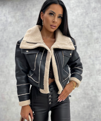 Lederjacke Bikerstil Warm gefüttert