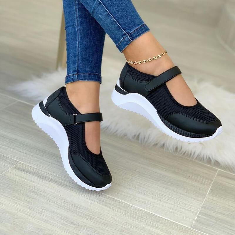 Damen Sneaker Mesh Bequem Klettverschluss