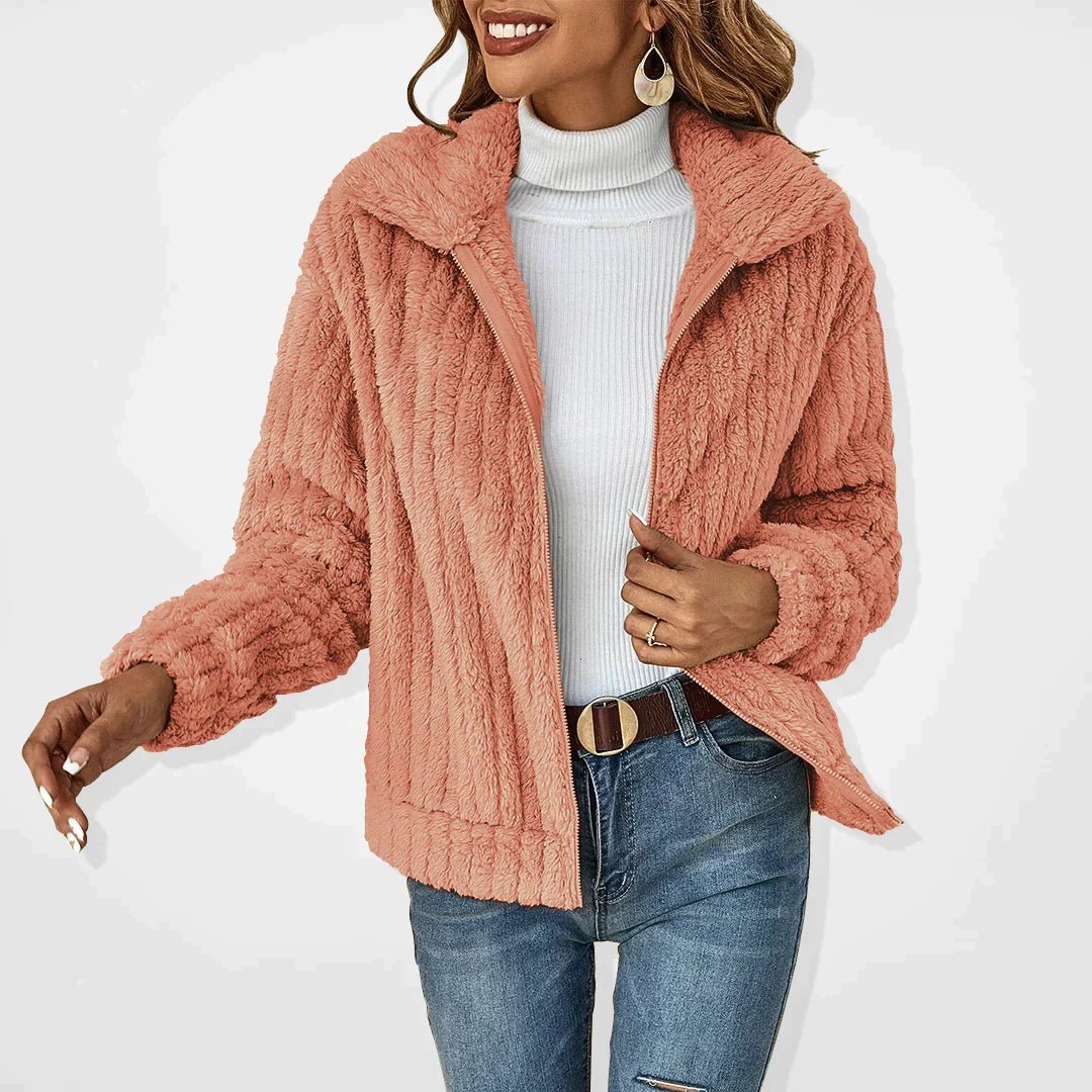 Plüsch-Mantel Relaxed Fit Hoher Kragen