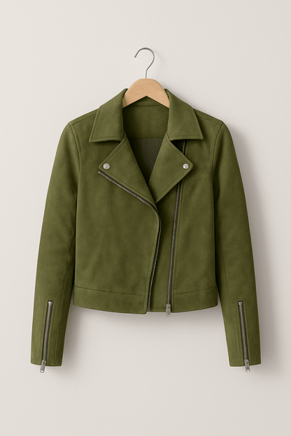 Lederjacke Damen Stylisch Reißverschluss Detail