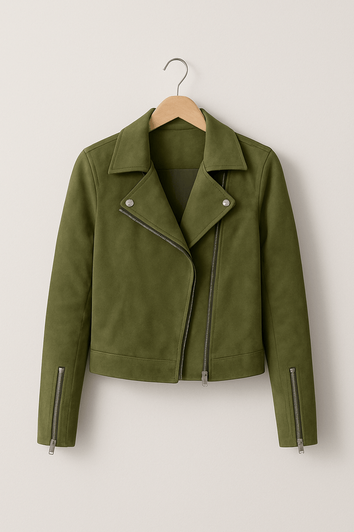 Lederjacke Damen Stylisch Reißverschluss Detail