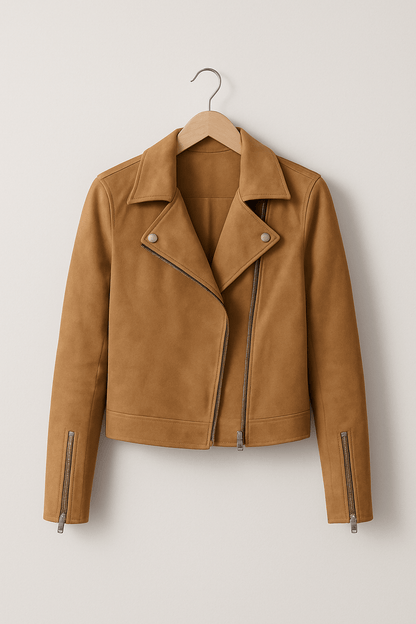 Lederjacke Damen Stylisch Reißverschluss Detail