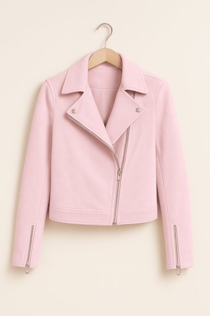 Lederjacke Damen Stylisch Reißverschluss Detail