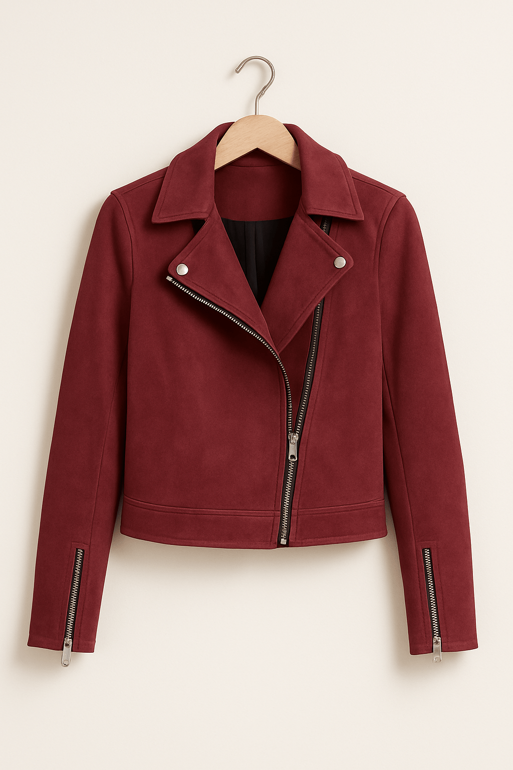 Lederjacke Damen Stylisch Reißverschluss Detail