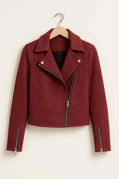 Lederjacke Damen Stylisch Reißverschluss Detail