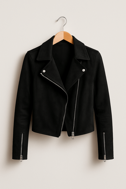 Lederjacke Damen Stylisch Reißverschluss Detail