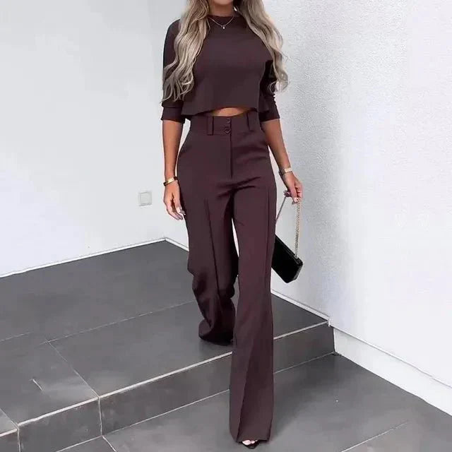 Damen Hosen-Set 2-teilig Langarm Oberteil