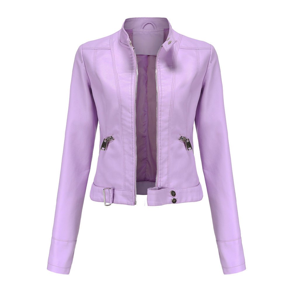 Stylische Lederjacke Biker Stil Kurz