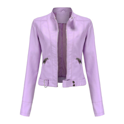 Stylische Lederjacke Biker Stil Kurz