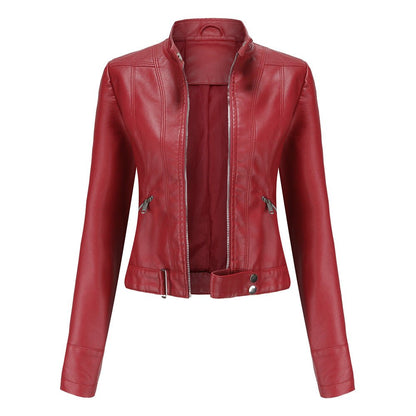 Stylische Lederjacke Biker Stil Kurz