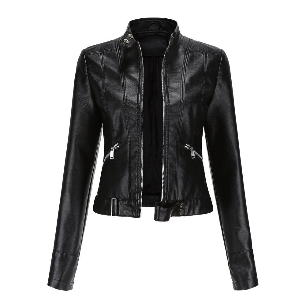 Stylische Lederjacke Biker Stil Kurz