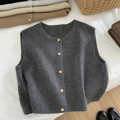 Damen Strickweste Modern Knöpfe