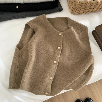 Damen Strickweste Modern Knöpfe
