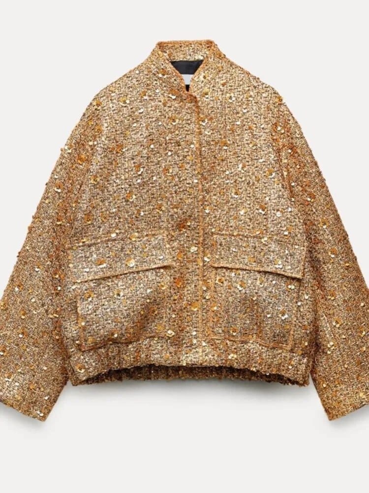 Glitzer Bomberjacke Damen Elegant