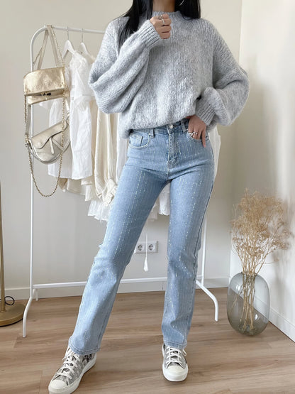 Glitzer Jeans Damen Hochglanz
