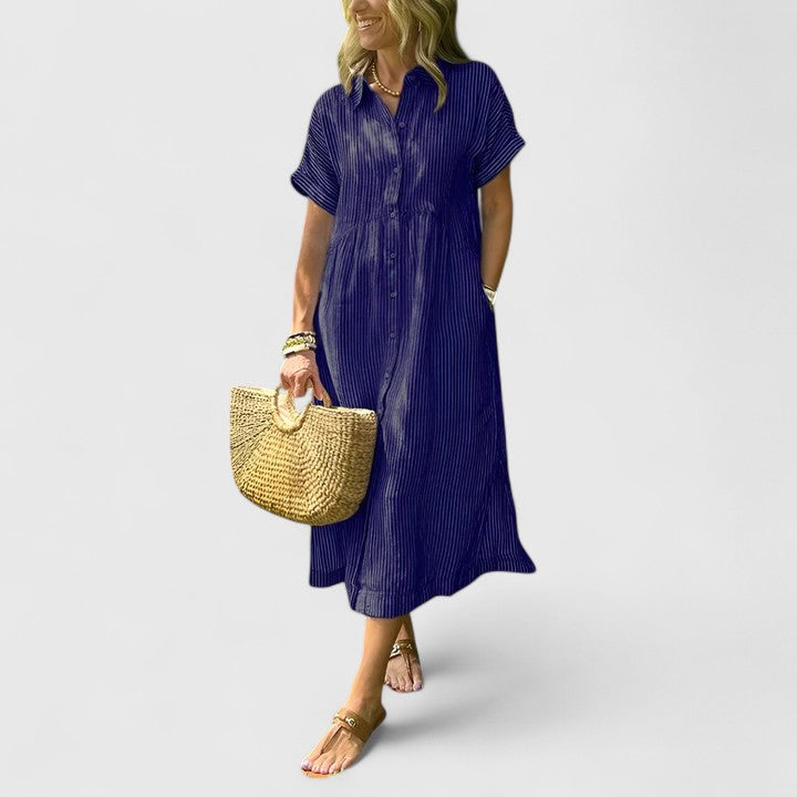 Damen Sommerkleid Streifen Look