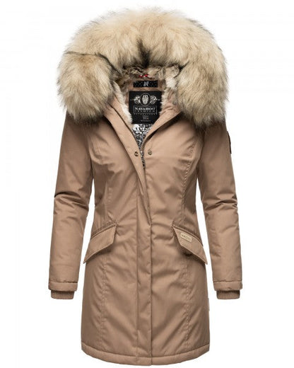 Winterjacke Damen Fellkapuze Warm Elegant - IdealeKleiden