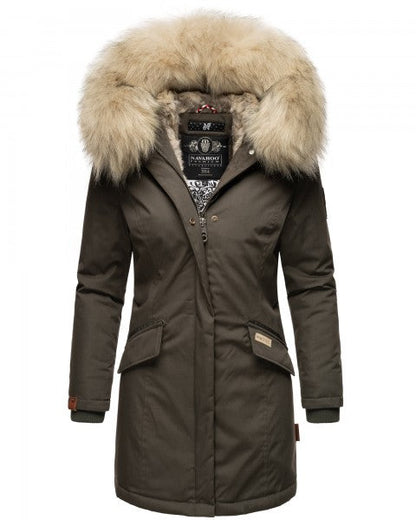 Winterjacke Damen Fellkapuze Warm Elegant