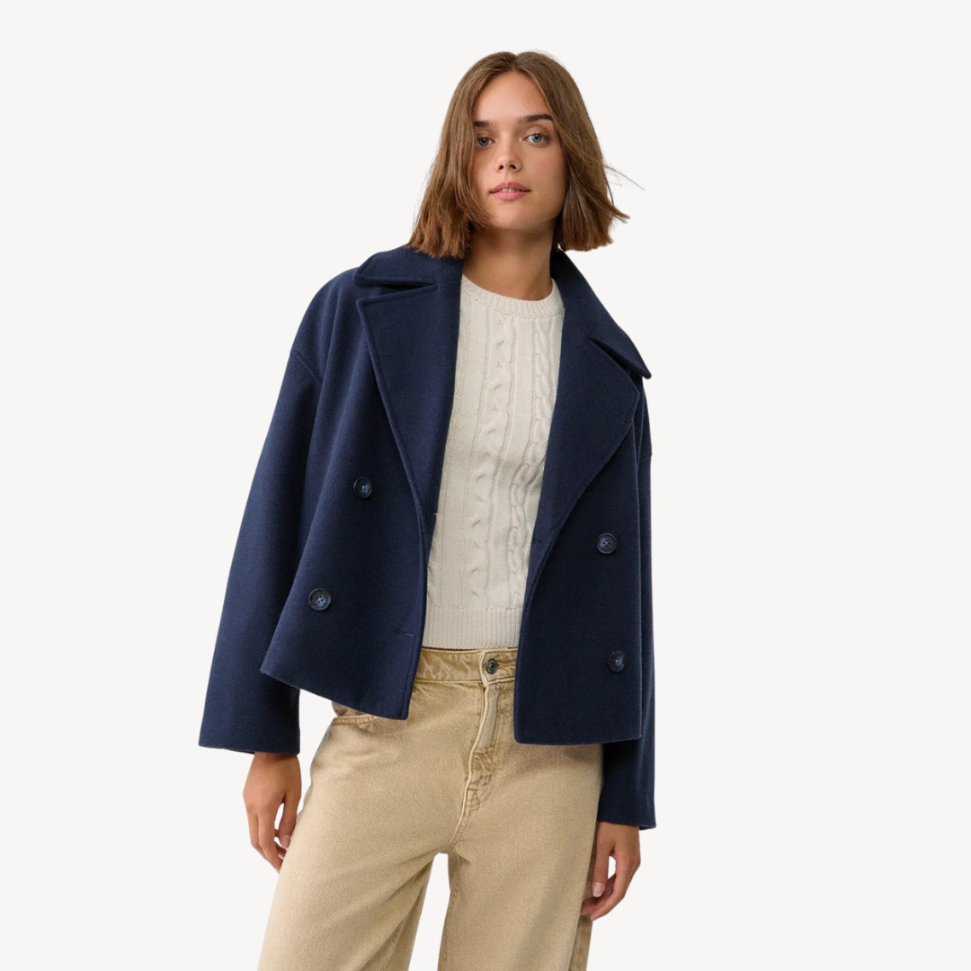 Kürzerer Damen Woll-Peacoat Elegant