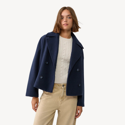 Kürzerer Damen Woll-Peacoat Elegant