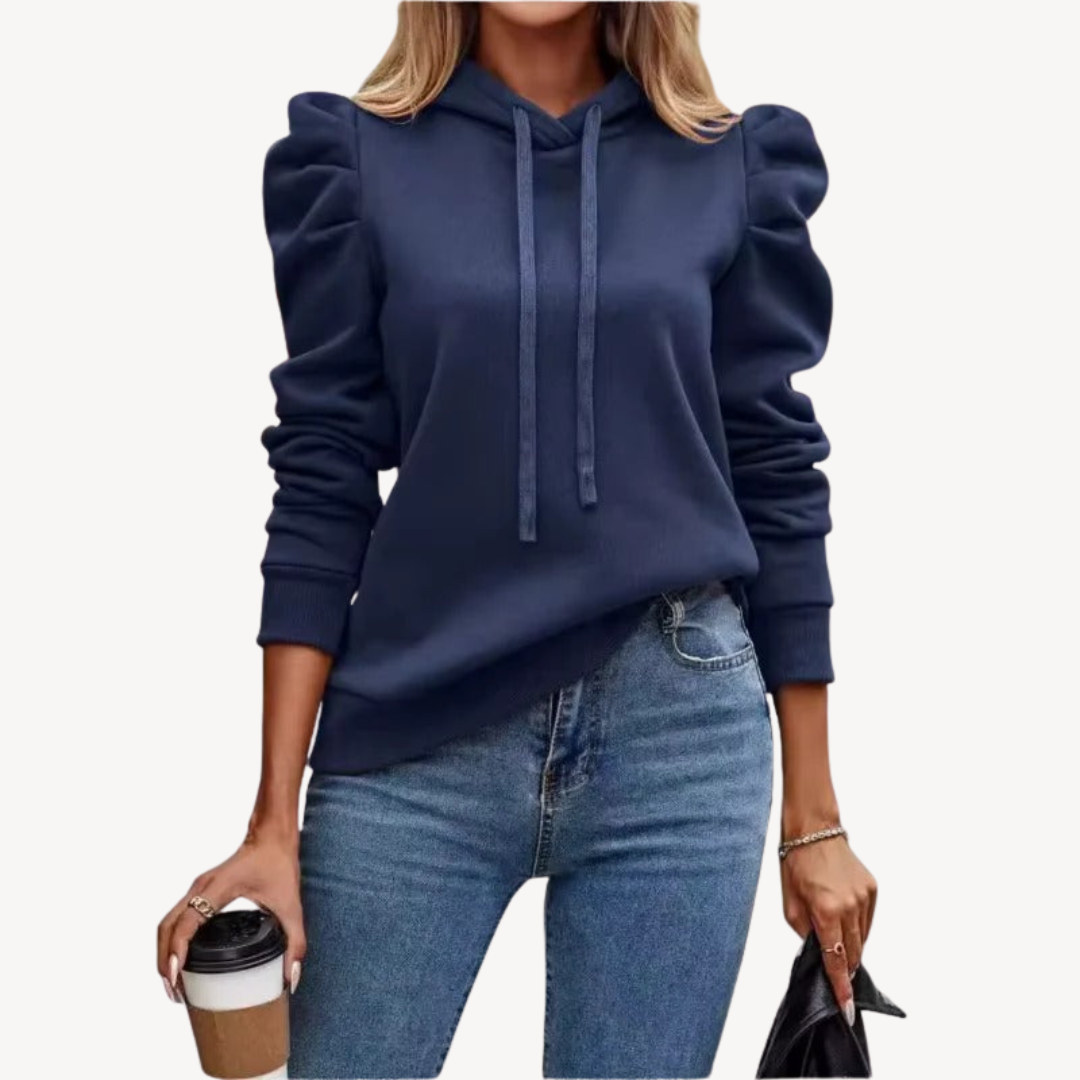 Stylische Damenhoodie Mit Puffärmeln