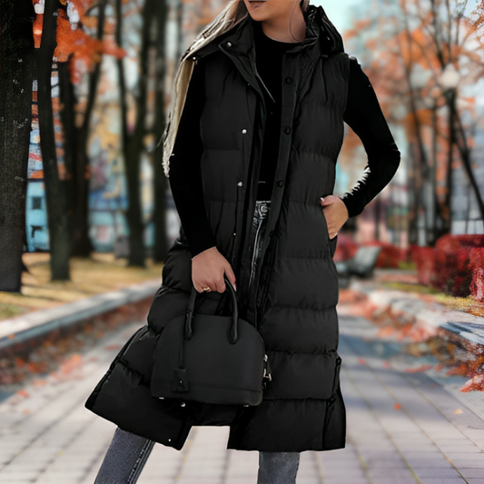 Damen Daunenmantel Lang Ärmellos Outdoor - IdealeKleiden