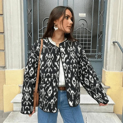 Nila – Damen Blazer Ikat-Print Elegant - IdealeKleiden
