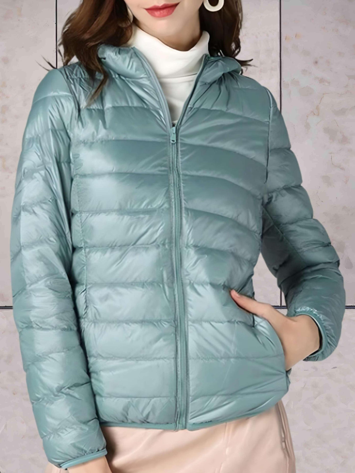 Winterdaunenjacke Damen Kapuze Warm Isoliert