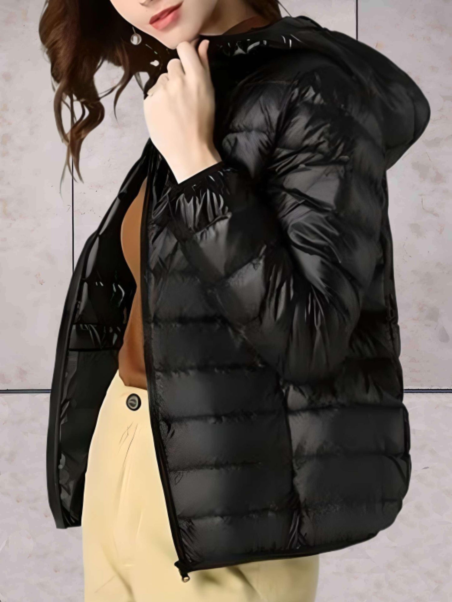 Winterdaunenjacke Damen Kapuze Warm Isoliert