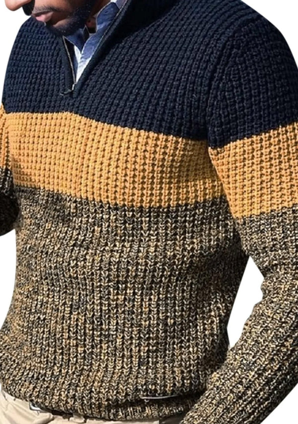 Moderner Feinstrick Pullover Bunt Colorblock - IdealeKleiden
