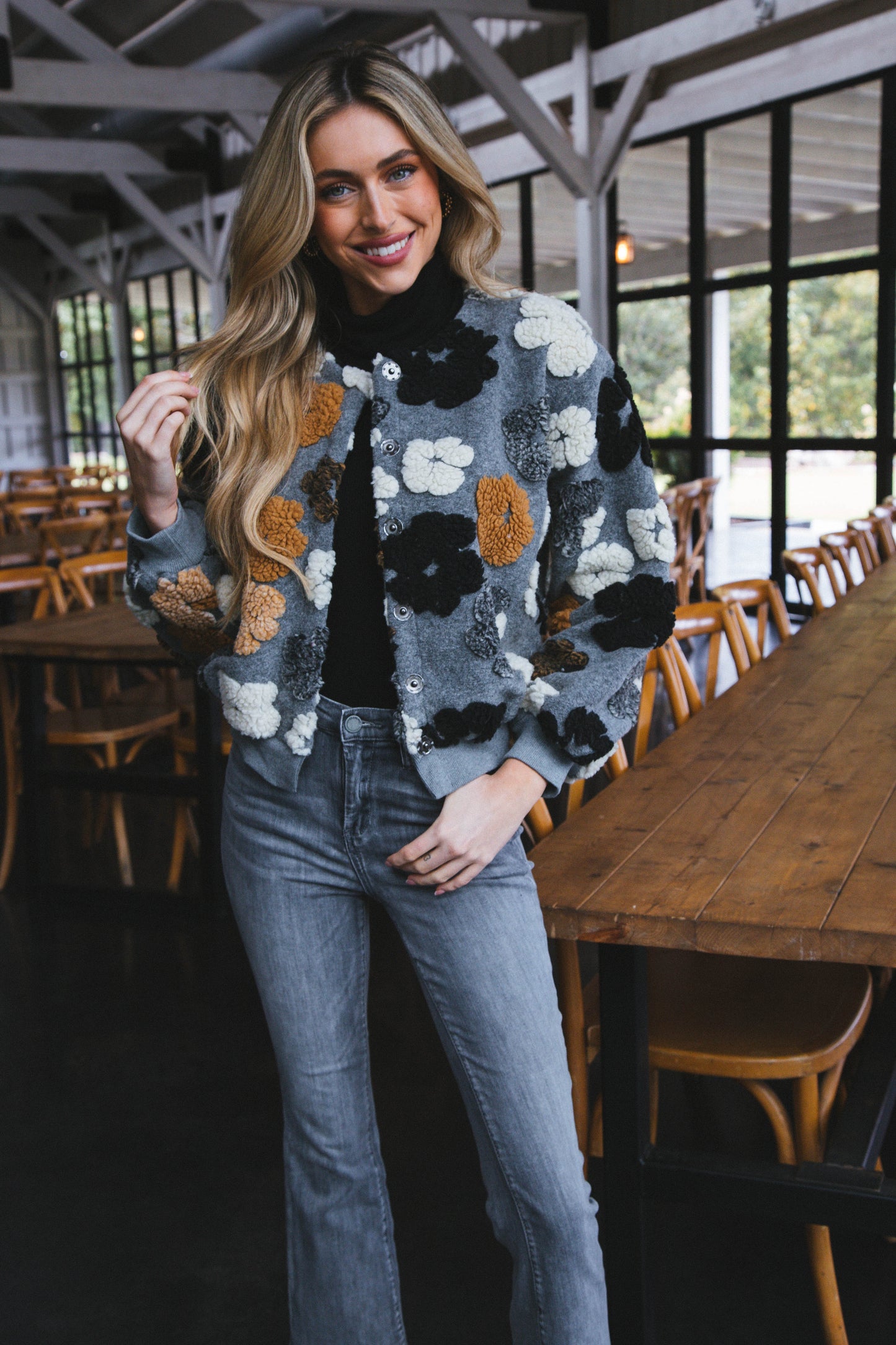 Winterjacke Gefrorene Blume Sherpa Style - IdealeKleiden