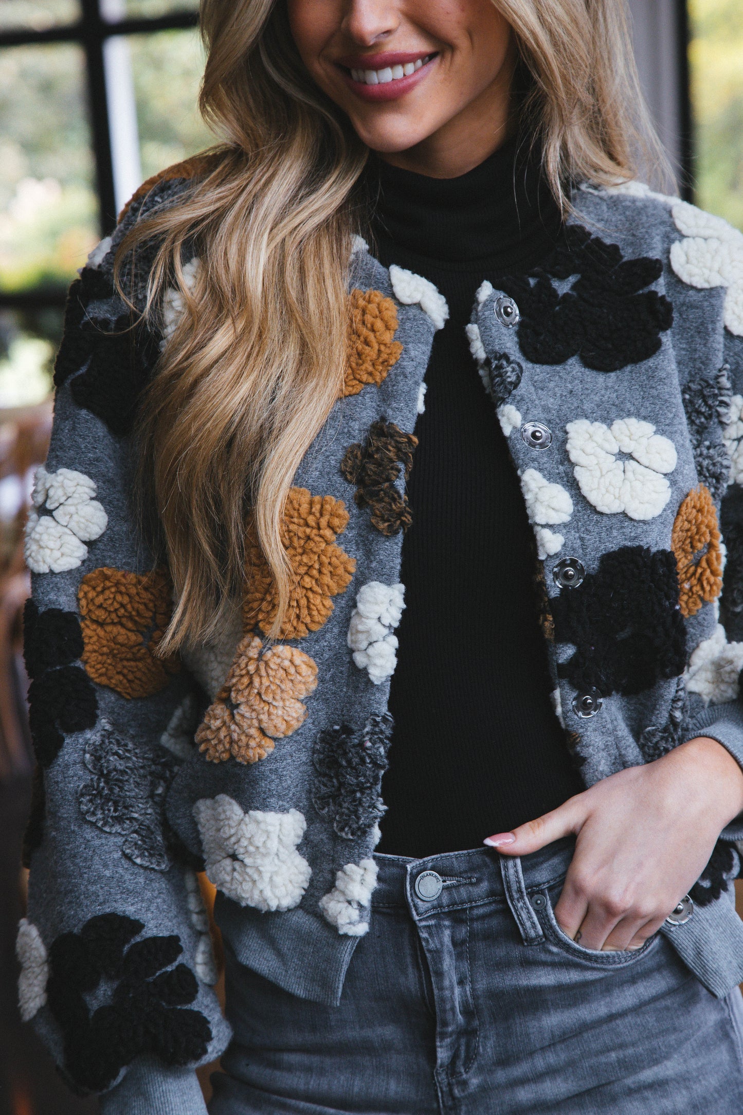 Winterjacke Gefrorene Blume Sherpa Style
