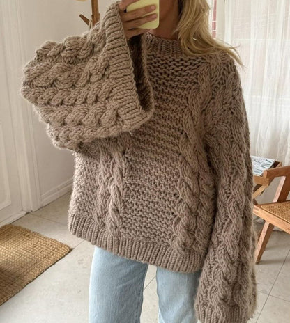 Weicher Kabelpullover Damen Oversized - IdealeKleiden