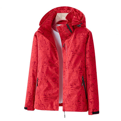 Wasserdichte Damenjacke Leicht mit Kapuze Blumenmuster