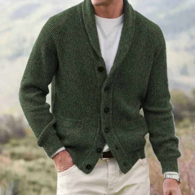 Herren Cardigan Strick Modern Schalkragen