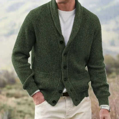 Herren Cardigan Strick Modern Schalkragen