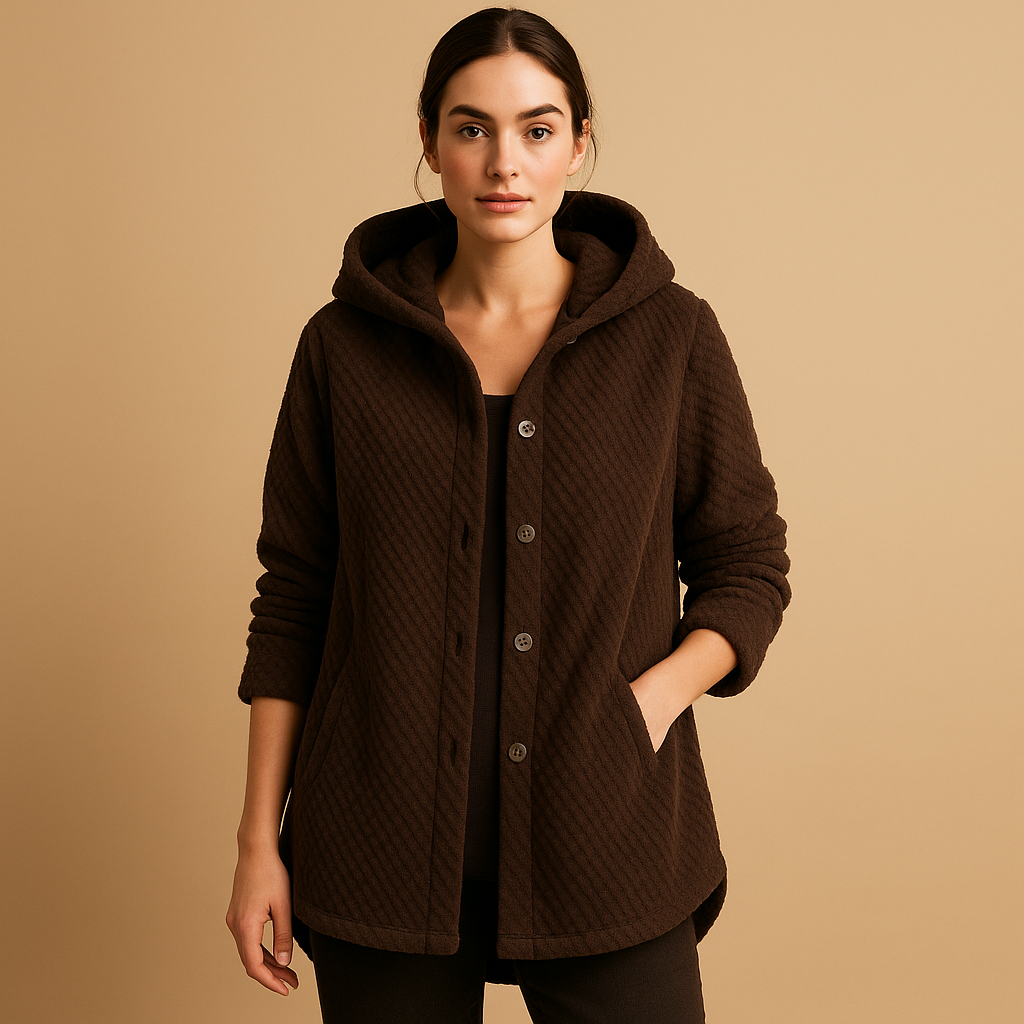 Weiche Damen Teddyjacke mit Kapuze