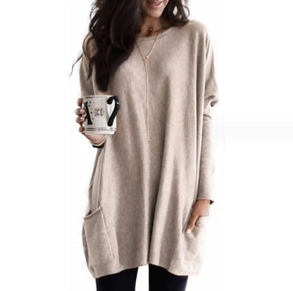 Stylischer Damen Pullover Lang Schwarz