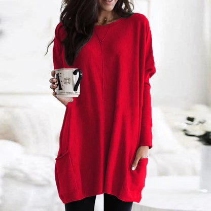 Stylischer Damen Pullover Lang Schwarz